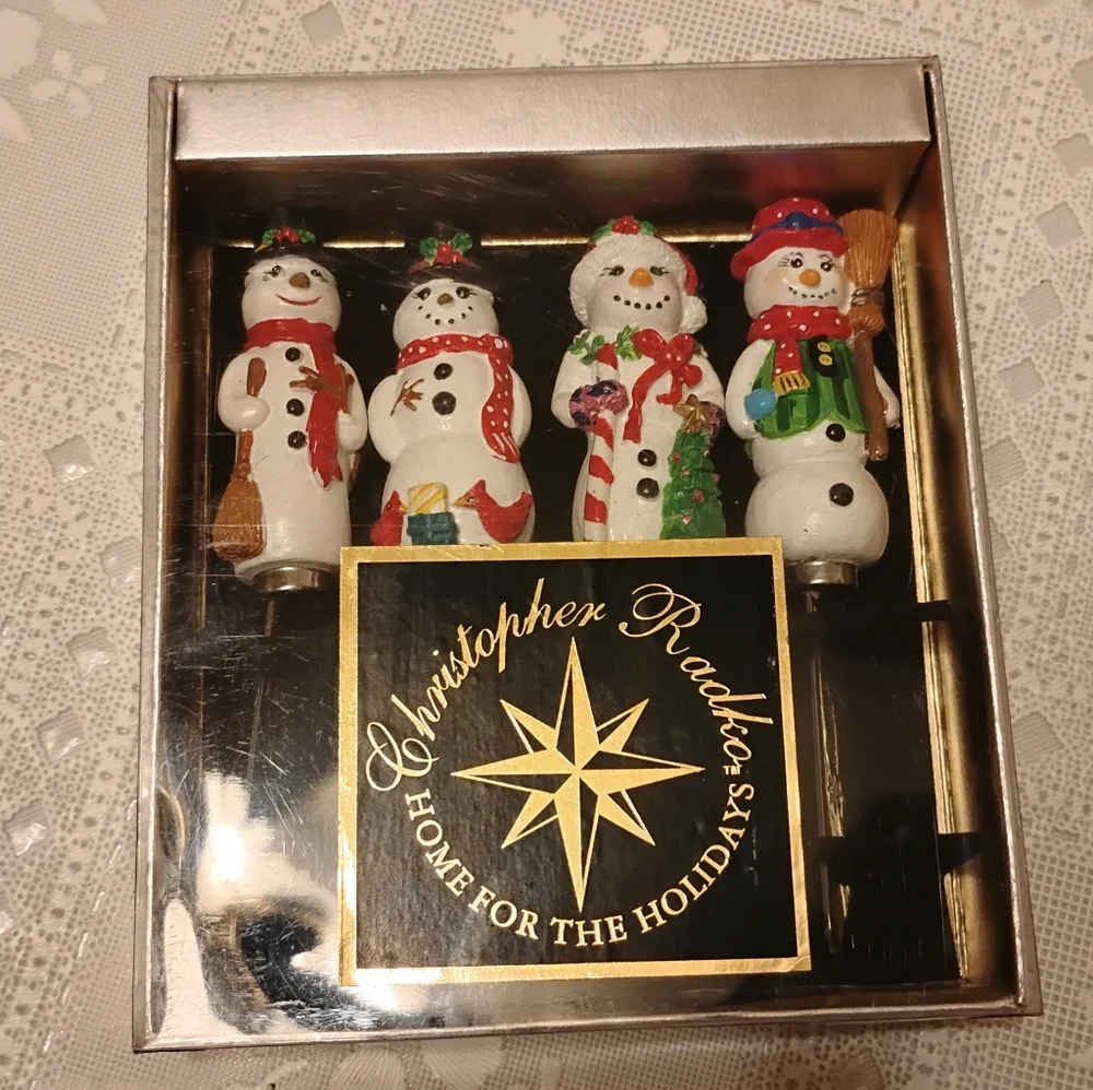 Christopher Radko Home for the Holidays Snowmen Pate Knives - Set of 4, Open Box
